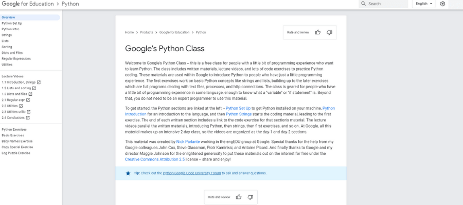 Googleâs Python Class (Google.com)